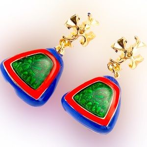Tory Earring - red, green, blue 1.5 inch drop earrings.